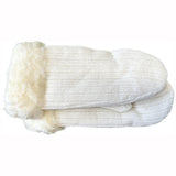 Unworn vintage cream knit St Michael gloves with faux fur trim