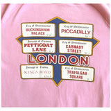 Candy pink vintage 1970s London street signs novelty print sweater