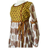 Rare vintage 1970s Aananda Indian cotton block printed maxi dress
