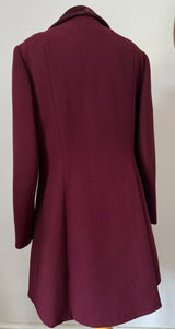 Elgee claret wool vintage 1960s coat with velvet collar and buttons