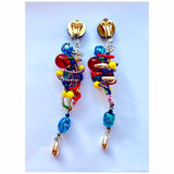 Bombastic vintage 1980s cluster dangle clip-on earrings