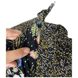 Black and floral vintage 1970s viscose hippy folk day dress