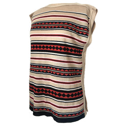 St Michael vintage 1970s beige, red and black stripe tabard top