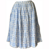 Blue and white check vintage 1950s cotton skirt