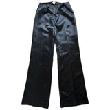 Black satin vintage 1970s flared disco trousers