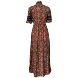 Paisley print cotton brick red and brown Berkertex 1970s prairie maxi dress