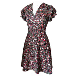 Ditsy floral print vintage 1970s fluted sleeve day dress