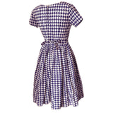 Purple and white cotton vintage 1950s dogtooth check day dress