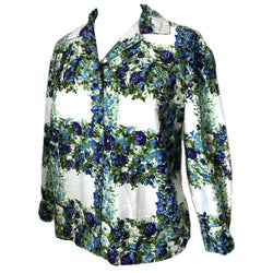 Floral trellis print vintage 1950s blouse with bracelet sleeves