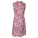 Raspberry and pink flower power 1960s sleeveless shift dress