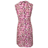 Raspberry and pink flower power 1960s sleeveless shift dress