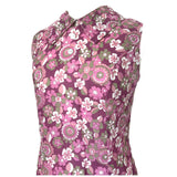 Raspberry and pink flower power 1960s sleeveless shift dress