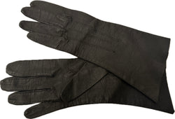 Vintage 1950s black leather gauntlet gloves size 6.5
