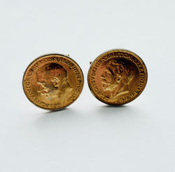 Pair of vintage George V farthing coin cufflinks