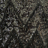 Jet black art deco vintage beaded and sequinned 1950s wool top