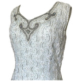 Ice blue lace bead embellished 1950s cocktail dress