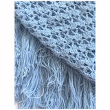 Pale blue and silver lurex crochet knit vintage shawl