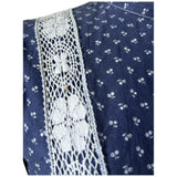 Laura Ashley Made in Wales navy blue and white cotton floral maxi dress with lace trim