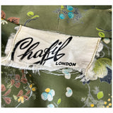 Olive green vintage 1950s floral cotton sateen skirt suit