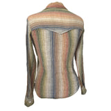 Ombre striped vintage 1970s cheesecloth wing collar shirt