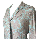 Pink and pale turquoise paisley vintage late 1940s skirt suit