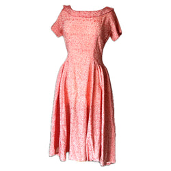 Abstract rose damask vintage 1950s evening dress