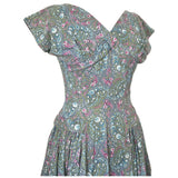 Paisley floral cotton vintage 1950s day dress