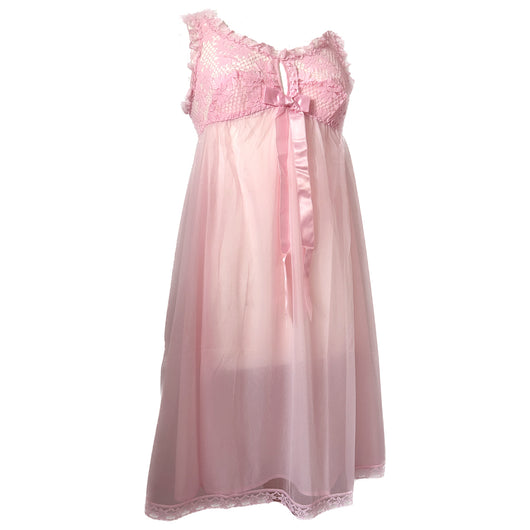 Nuisette vintage St Michael des années 1960 en nylon rose mousseux et dentelle non portée