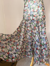 Authentic vintage 1930s Art Deco flutter sleeved floral chiffon evening dress