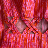 Vintage 1960s pink & orange cotton dress with cut-out midriff