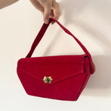 Vintage 1940s red velvet box bag