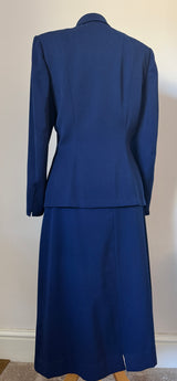 Divine Art Deco stitching 1940s navy blue gabardine skirt suit