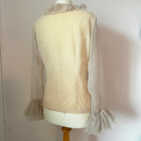 Cream chiffon vintage 1960s ruffle trim blouse