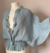 Baby blue fuzzy wool and rayon 1940s vintage cape sleeved cardigan - Candy Says Vintage Clothing UK