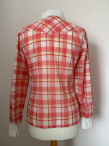 Western style vintage 1970s pink check wing collar shirt - Candy Says Vintage Clothing UK