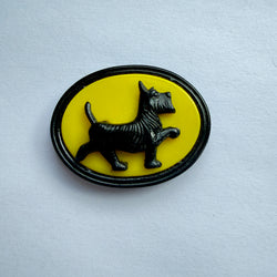 Yellow and black vintage 1940s Scottie Dog brooch