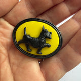 Yellow and black vintage 1940s Scottie Dog brooch