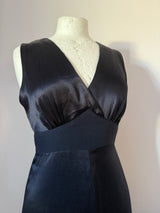 Black satin vintage 1970s Chelsea Girl cocktail dress