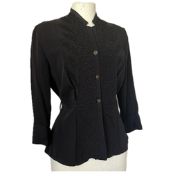 Soutache corded vintage 1940s black grosgrain jacket