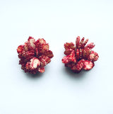 Shell-like clusters vintage 1960s clip-on earrings