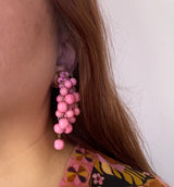 Candy floss pink bead dangle 1960s clip-on earrings