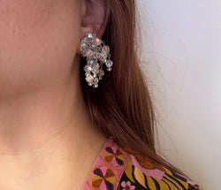 Crystal dangle vintage 1960s clip-on earrings