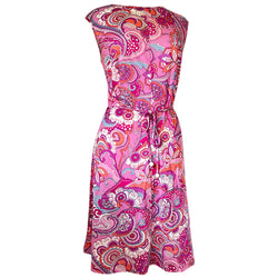 Pink psychedelic paisley floral vintage 1960s belted nylon St Michael mini dress