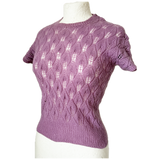 Lilac purple shell knit vintage 1940s top