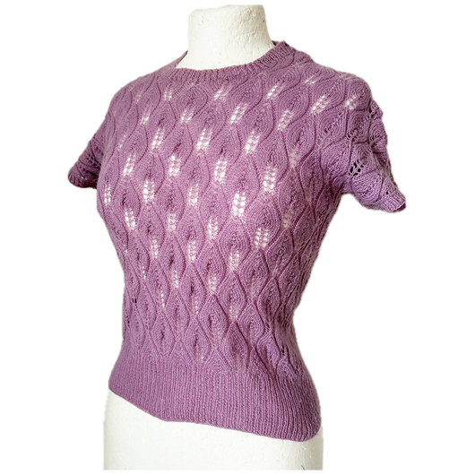 Lilac purple shell knit vintage 1940s top