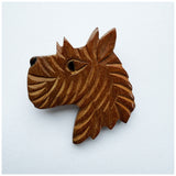Vintage 1940s carved wood Scottie dog brooch