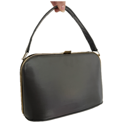 Stormy grey vinyl art deco 1940s vintage box handbag