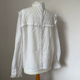 BHS vintage 1980s Victorian inspired white ruffle trim blouse