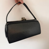 St Michael midnight blue polkadot vinyl 1940s vintage box handbag