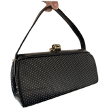 St Michael midnight blue polkadot vinyl 1940s vintage box handbag